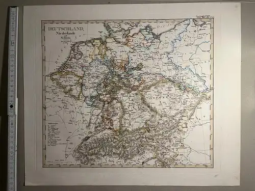 Original Kupferstich - 1837 - Stielers Handatlas Karte 19 - Deutschland, Niederlande und Schweiz (43cm x 32cm)