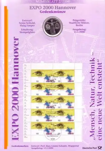 D,Bund, EXPO 2000, Auge (Numisblatt 2/2000)