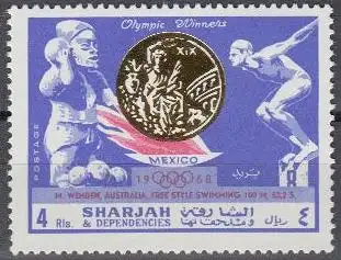 Sharjah Mi.Nr. 523A Olympia 1968 Mexiko, Sieger Wenden (4)