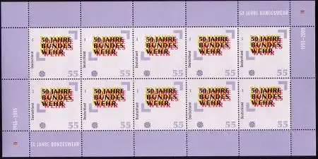 D,Bund Mi.Nr. Klbg.2497 50 Jahre Bundeswehr (m.10x2497)