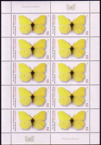 D,Bund Mi.Nr. Klbg.2500 Wohlfahrt 2005 Schmetterlinge Zitronenfalter (m.10x2500)