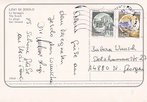 432 - Italien - Jesolo , Strand , Spaggia - gelaufen 1995