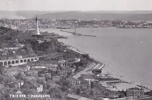 448 - Italien - Triest , Trieste , Panorama aus der Luft - gelaufen 1959