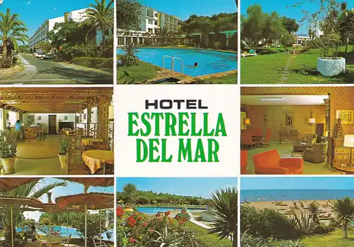 1072 - Spanien - Marbella , Costa del Sol , Hotel Estrella del Mar , Mehrbildkarte - gelaufen 1988