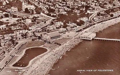 1474 - Großbritannien - Felixstowe , Bay ,  Strand - gelaufen 1962