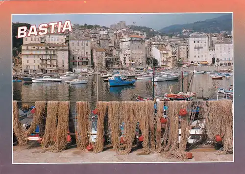 1731 - Frankreich - Korsika , Corse , Bastia , Le Vieux Port , Hafen , Fischerboot - gelaufen 1993