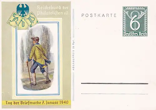 2388 - Deutschland - Deutsches Reich , Ganzsache , Tag der Briefmarke 7 Januar 1940  - nicht gelaufen