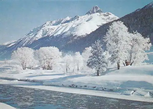 3847 - Schweiz - Zuoz , Engadin , Am Inn - gelaufen 1976