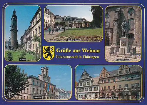 3929 - Deutschland - Weimar , Goethe Haus , Lucas Cranach Haus , Schloß , Rathaus - nicht gelaufen