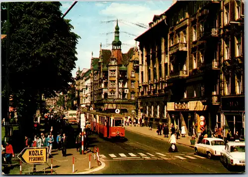 4139 - Gliwice , Ulica Zwyciestwa , Straßenbahn - gelaufen 1978