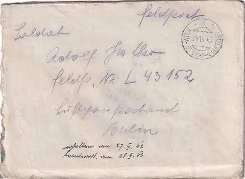 6700 - Österreich - Feldpost , Brief , Leibnitz - Berlin -  1942