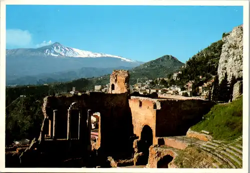 6955 - Italien - Taormina , Teatro Greco , Grichisches Theater - gelaufen