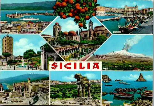 6967 - Italien - Sicilia , Messina , Siracusa , Catania , Acitrezza , Mehrbildkarte - gelaufen 1969