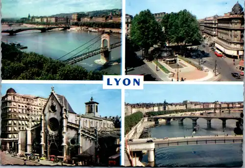 8211 - Frankreich - Lyon , Mehrbildkarte , Brücke - nicht gelaufen 1958