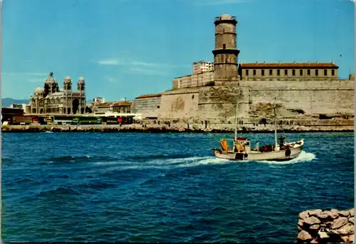 8253 - Frankreich - Marseille , Le Fort St. Jean , La Cathédrale - nicht gelaufen