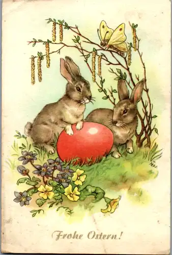 9456 -  - Frohe Ostern , Osterhase , Elfriede Türr - gelaufen 1955