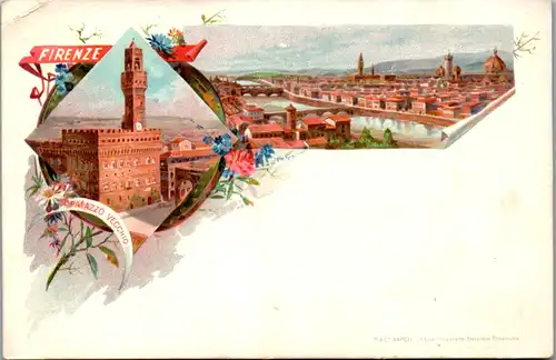 9694 - Italien - Firenze , Florenz , Palazzo Vecchio , Litografie , Litho - nicht gelaufen