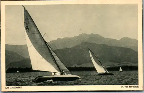 9922 - Deutschland - Am Chiemsee , Segelboot - nicht gelaufen 1936