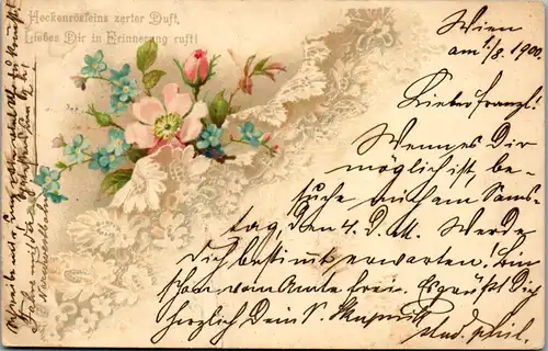 11451 -  - Blumen , Gedicht , Lithografie - gelaufen 1900