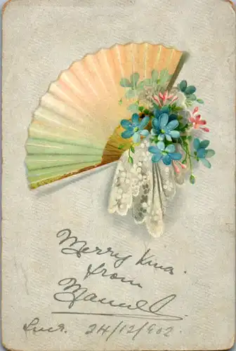 11462 -  - Blumen , Fächer - gelaufen 1902