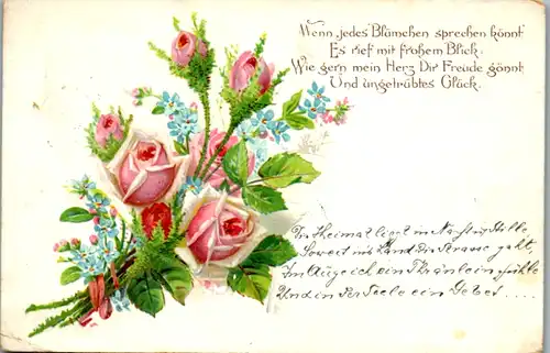 11471 -  - Blumen , Rosen , Gedicht , Lithografie - gelaufen 1902