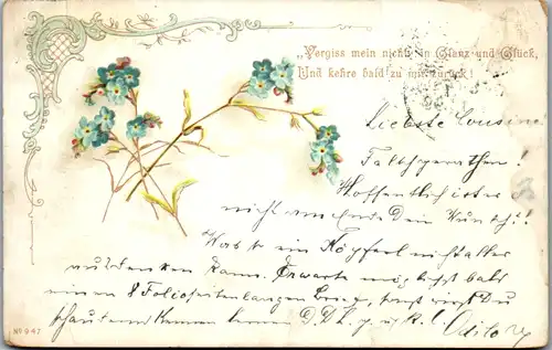 11497 -  - Blumen , Lithografie , Gedicht , Spruch - gelaufen 1899