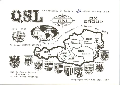 12299 - QSL - CB , Österreich , Strass , RNI