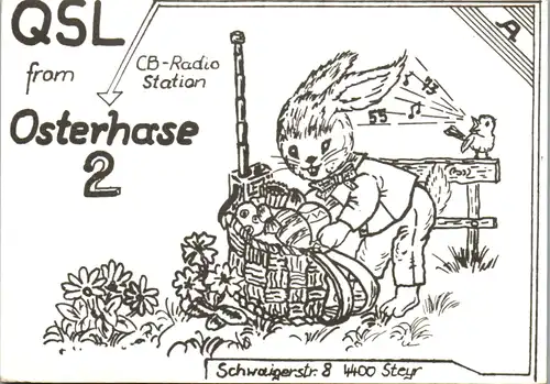 12305 - QSL - CB , Österreich , Steyr , Osterhase 2