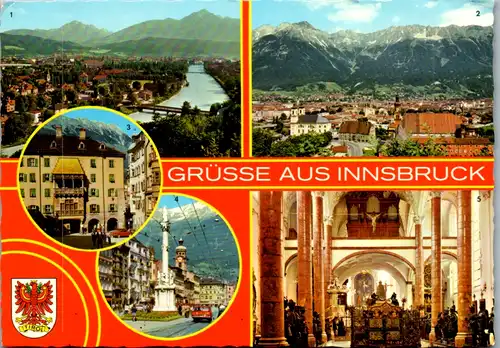 12947 - Tirol - Innsbruck , Serles , Nordkette , Hofkirche , Goldenes Dachl , Mehrbildkarte - gelaufen