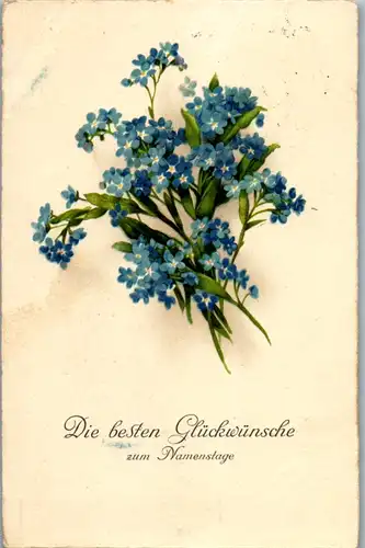 13994 -  - Die besten Glückwünsche zum Namenstage , Blumen - gelaufen 1934