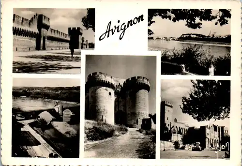 13507 - Frankreich - Avignon , Palais des Papes , Le Pont Sr. Benezet , Les Remports , Saint Andre - gelaufen 1955