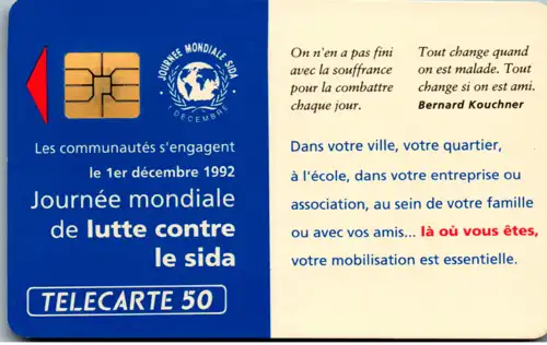 15928 - Frankreich - Telecarte , Sida Info Service , Journee mondiale de lutte contre le sida