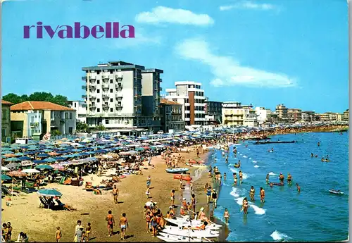 22389 - Italien - Rivabella , Vita di Spiaggia , Strandleben , Strand - gelaufen 1973