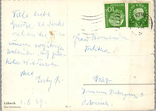 22521 - Deutschland - Lübeck , Das Holstentor - gelaufen 1959