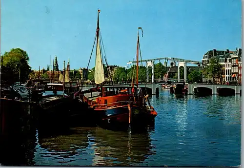 22717 - Niederlande - Amsterdam , Amstel met Magere Brug , Boot , Schiff - gelaufen 1972