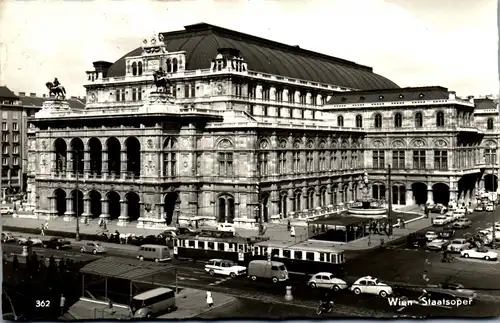 23472 - Wien - Staatsoper , Auto , VW , Bus , Käfer - gelaufen 1962