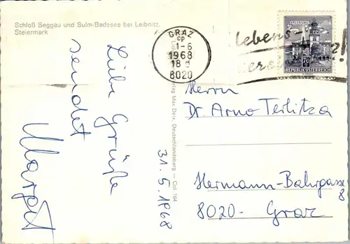 23631 - Steiermark - Leibnitz , Schloss Seggau und Sulm Badesee - gelaufen 1968