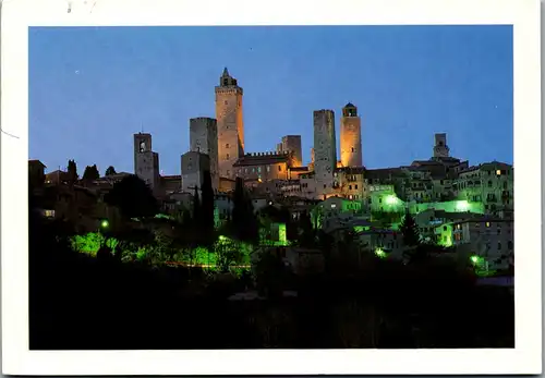 24057 - Italien - Citta di San Gimignano , Siena , Le Torri , Notturno - gelaufen 1998