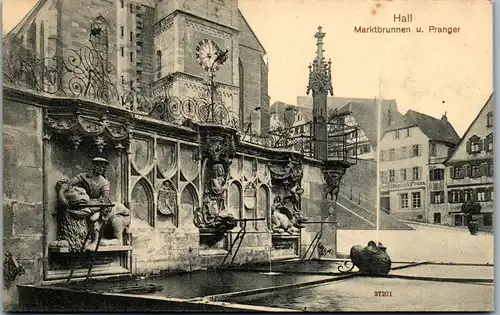 32835 - Deutschland - Hall , Marktbrunnen u. Pranger - gelaufen 1934