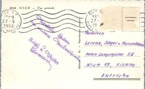 33910 - Frankreich - Nice , Vue Generale - gelaufen 1956