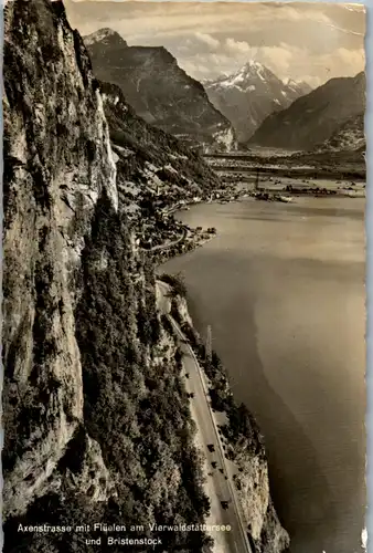 34393 - Schweiz - Axenstraße am Vierwaldstättersee mit Flüelen und Birkenstock - gelaufen 1957