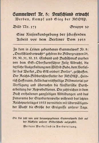 35606 - Sammelbilder - Sammelwerk Nr. 8 , Deutschland erwacht , Gruppe 30 , Bild Nr.: 171 , Eine Riesenkundgebung der schaffenden Arbeit vor dem Berliner Dom