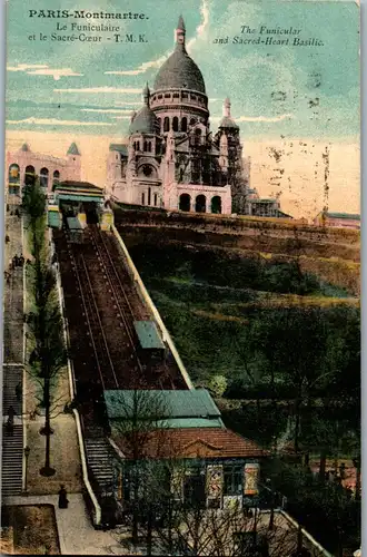 35705 - Frankreich - Paris Montmartre , Le Funiculaire et le Sacre Coeur T. M. K. - gelaufen 1925