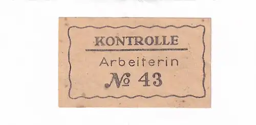 937391 -  - Kontrolle Arbeiterin Nr. 43 , Kontrollmarke