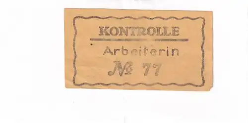 937392 -  - Kontrolle Arbeiterin Nr. 77 , Kontrollmarke