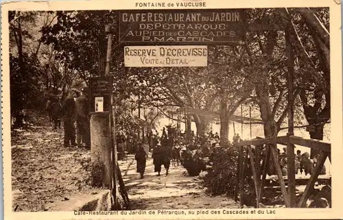 38511 - Frankreich - Fontaine de Vaucluse , Cafe Restaurant du Jardin de Petrarque - nicht gelaufen