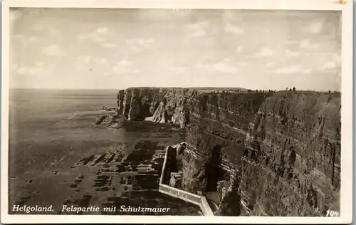 39288 - Deutschland - Helgoland , Felspartie mit Schutzmauer , Schiffsstempel Dampfer Kaiser - nicht gelaufen 1928