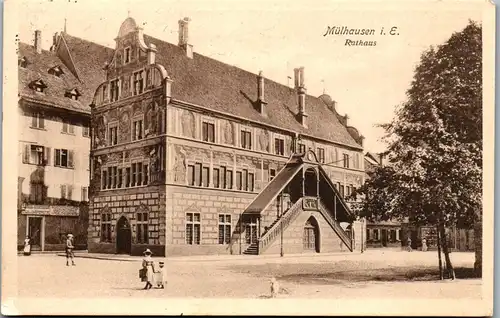 39291 - Frankreich - Mülhausen im Elsass , Mulhouse , Rathaus - gelaufen 1915