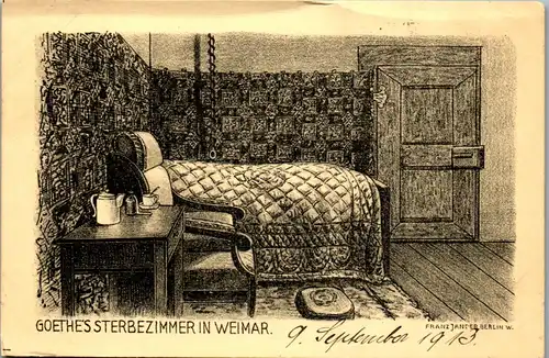 41808 - Künstlerkarte - Weimar , Goethe's Sterbezimmer , signiert Franz Jander Berlin - nicht gelaufen