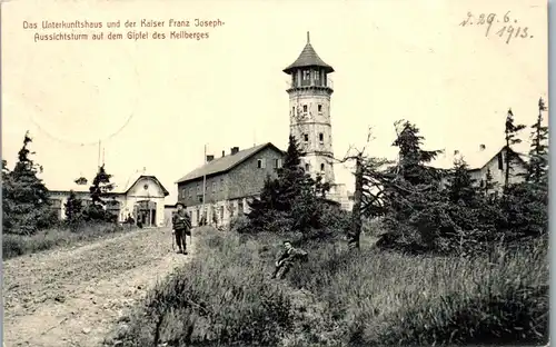 42537 - Tschechische Republik - Keilberg , Unterkunftshaus u. Kaiser Franz Joseph Aussichtsturm - gelaufen 1913